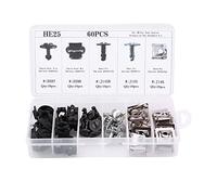60 Pièces Clip de de Fond de Moteur, HE25 5 Types Clip de Fixation de Bouclier Inférieur de Couvercle de sous-Plateau de Moteur de Voiture Adapté pour 4A0805121A 4A0805163 8D0805121B
