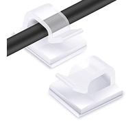 60 Pièces Clips Câbles, RYCHUI Attache Cable Adhesif Rangement de Accroche Cable Fixation Auto Collant, Cavalier Cable Electrique pour Gestion des câbles, Transparent
