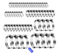 60 Pièces Colliers de Serrage Réglables 6-51 mm, Collier de Serrage Acier Inoxydable Metallique pour Machine à Laver, Tuyau de Piscine, Automobile, Mécanique