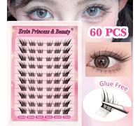 60 pièces de faux cils en grappe à effet naturel de renard, avec boucle en C auto-adhésive, longueurs mixtes de 8 à 16 mm, faux cils individuels auto-adhésifs, extension de cils DIY, grappes de cils, 