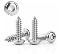 60 pièces de vis à tôle en acier inoxydable M5x18mm à tête bombée pour bois avec tête plate et disque 304, inoxydable, autotaraudeuses Torx A2 V2A à filetage complet (argent)