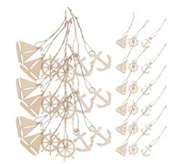 60 Pièces Découpes en Bois de Voilier pour Décoration Lot Créatif | Brut, Ponçage Manuel, MDF et Bois, Motifs Ancre et Gouvernail, pour Bureau et Salon