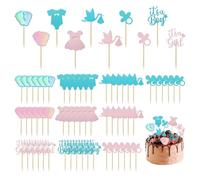 60 Pièces D'Inserts À Gâteau, Inserts De Gâteau Pour Garçon Et Fille, Inserts De Gâteau À Paillettes, Inserts Révélateurs De Genre, Adaptés Aux Fêtes D'Anniversaire D'Enfants, Aux Baby Showers