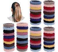 60 Pièces Élastiques à Cheveux en Coton sans Couture Cravates de Cheveux Élastique Porte-Queue de Cheval sans Plis Chouchous pour Femmes Filles, 4 Styles