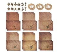 60 Pièces Enveloppes en Papier Lettres Set papier à lettre vintage avec enveloppe 24 Papier à Lettre A5 12 Enveloppes Retro 12 Pendentif en Métal 12 Corde de Jute Papier Kraft Antique pour salutations
