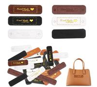 60 Pièces Étiquettes en Cuir Faites à la Main, Etiquette Fait Main à Coudre Gaufrées Personnalisées Au Crochet avec Des Trous Cuir PU pour Artisanat Tricot Sac Vêtement(6 Couleurs, 55 x 15 mm)