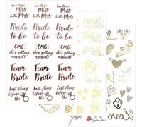 60 Pièces Feuilles Tatouages Temporaires Mariage Evjf Faux Autocollants La Mariée Team Mariée Tatouages Ephémères Tattoos Étanche Décoration Pour Enterrement De Vie De Jeune Fête Cadeau