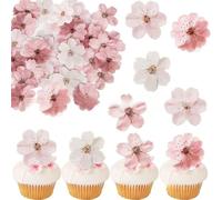 60 Pièces Gâteau De Fleur De Cerisier Comestible Toppers en papier de riz Fleurs Comestibles Cupcake Convient pour un joyeux anniversaire un thème de mariage la Saint-Valentin