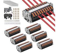 60 Pièces Kit de Bornier de Rail Din Electrique, Bornes à Vis pour Rail Din, Noir Bornier de Connecteur de Rail pour Projets de Bricolage CâBlage Rapide-Noir