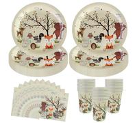 60 pièces Kit de vaisselle de fête jungle safari, décoration d'anniversaire animaux de la forêt, kit de vaisselle décorative jungle safari animaux de la forêt, vaisselle d'anniversaire pour 20 invités