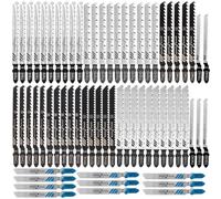 60 Pièces Lames de Scie Sauteuse, Coupe Nette et Précise, Professionnelles à Haute Teneur en Carbone, Lame de Scie Sauteuse à Tige en t pour Couper le Bois, le Plastique et le Métal, 10 Modèles