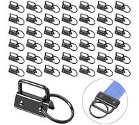 60 Pièces Matériel Porte-Clés, Clip de Queue de Sangle Bricolage en Métal avec Anneau, Pince Porte-clés Bracelet Attache Laniere de Sac Artisanat à la Main (Noir)
