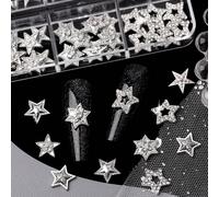 60 pièces Nouveau Set de Totem en Alliage d'Argent Style Y2K Charmant 3D Embossé, Accessoires Décoratifs Étoile à Cinq Pointes & Étoile à Six Pointes & Étoile de Mer Brillants, Accessoires Patch Décor