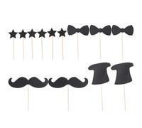 60 Pièces Pics à Gâteaux Fête des Pères, Lot 10, Papier Noir | Barbe Chapeau Noeud, Usage Gâteau et Cupcakes, Fête des Pères, Décor Créatif