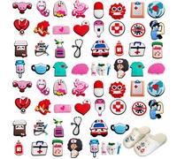 60 Pièces Pins pour Crocs PVC, Bijoux de Chaussures, pour Décoration De Chaussures Mignonnes Sabots Pour Bricolage, Infirmière,Médecine,Charme,Aide Soignante Accessoire Chaussure