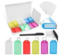 60 Pièces Porte Etiquette Clef, Portes Etiquettes de Portes Cles avec Anneaux, Porte Clés Couleur étiquette Inscriptibles pour Identificateur de Clé de Porte, Valise, Hôtel, 6 Couleurs