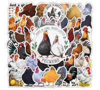 60 Pièces Poulet de Autocollants Mignon, Autocollant En Vinyle, Mini Autocollant Scrapbooking, La Ferme Des Animaux Autocollants de Pâques, pour Pare-Chocs, Tasse à Eau, Ordinateur Portable