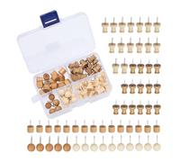 60 Pièces Punaises en Bois, Punaise Murale Tableau Liege Punaise Decorative, Punaises de Carte Punaises en Bois Naturel avec Boîte, Punaises pour Tableau en Liège Fournitures de Bureau