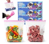 60 Pièces Sac Congelation Zip Reutilisable, Sac de Conservation Alimentaire | Sachet Congelation Bag pour Collations, Viande, Fruits, Légumes, 20,2 x 18 cm