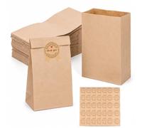 60 Pièces Sac Kraft 18 * 9 * 5.5cm Sac Kraft Petit Format avec Autocollants Petit Sac Cadeau Kraft Pochette Kraft Pochette Cadeau pour Vente Au Détail Mariage Anniversaire