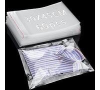 60 Pièces Sachet Cellophane Transparent 45x30cm Adhésif Bonbon Emballage Bijoux Petit Plastique OPP pour Chocolats Cadeaux Noel