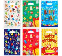 60 Pièces Sacs De Fête D'anniversaire Pour Enfants,Sac Cadeau D'anniversaire Avec Poignée Pour Les Enfants Sacs De Cadeau Pochette Bonbon Anniversaire Sachet En Plastique,6 Styles