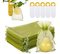 60 Pièces Sacs de Protection pour Fruits(15 x 20 cm), avec 5 Pièges Adhésifs Jaunes, Sacs en Tulle à Cordon, Sachet Protection Raisin pour Protéger Contre Guêpes, Oiseaux, Mouches et Autres Insectes.