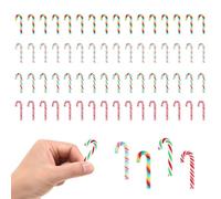 60 Pièces Sucre d'orge pour Sapin, Miniature de Noël en Sucre, Sucre d'orge en Argile Polymère, Immangeable, 1.2 x 3.1 cm, Décoration Sapin de Noël