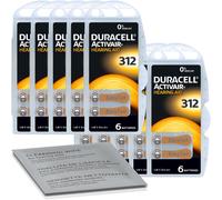 60 piles auditives Duracell Activair 312 marron (10 x 6 pages) + chiffon de n...