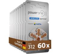 60 Piles Auditives p312 Power One Zinc-Air