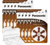 60 piles auditives Panasonic PR312 marron (10 x blister de 6) + boîte de tran...
