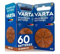 60 Piles Auditives Taille 312 (Marron) PR41 VARTA Zinc Air Tension Stable Longue Durée Résistantes aux Fuites Compatibles avec Tous Les Dispositifs Made in Germany - 10 Blisters de 6 Piles