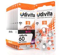 60 Piles Auditives Udivita Taille 13 Type Zinc-Air