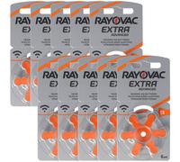 60 piles Rayovac pour appareils auditifs Varta HA13, IEC PR48, 4606 945 406