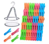 60 Pinces à Linge sans Marque,Pinces à Linge Colorées avec Panier,Sac de Rangement pour Pinces à Linge,Pinces en Plastique pour Chaussettes,Épingles à Linge pour Séchoir, 1 Panier