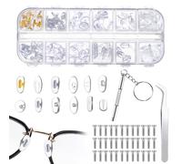 60 Plaquettes de Nez en Silicone, Coussinets Antidérapants pour Lunettes | Assortiment de 12 Formes Souples à Visser, Accessoires de Réparation Optique pour Montures, Confort et Maintien Stable