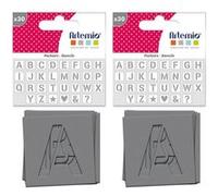 60 pochoirs 6 x 6 cm - Alphabet Multicolore G