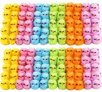 60 poussins de Pâques colorés - 6 couleurs incluses : jaune, bleu, vert, orange, rose, violet, décorations de gâteaux, activités de bonnet de Pâques, chasse aux œufs de Pâques, arts et travaux manuels