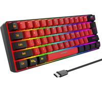 60% QWERTY Gaming Keyboard,Black and Red Wired RGB Backlit,61 Keys Ultra-Compact Mini Gamer Keyboard for Gaming,PC/Mac,Typing,Travel