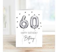 60 Second Makeover Carte d'anniversaire 60 ans en argent avec ballon en aluminium pour elle
