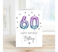 60 Second Makeover Carte d'anniversaire 60e anniversaire personnalisée avec ballon en aluminium pour elle
