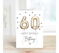 60 Second Makeover Carte d'anniversaire 60e anniversaire personnalisée avec ballon en aluminium pour elle