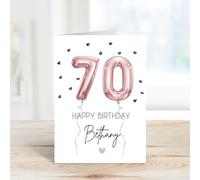 60 Second Makeover Carte d'anniversaire 70 ans personnalisable avec ballon en aluminium pour elle