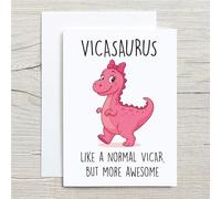 60 Second Makeover Carte d'anniversaire Vicasaurus Vicar Dinosaure Rose
