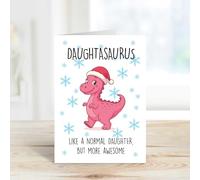 60 Second Makeover Carte de Noël rose Daughtasaurus Limited pour fille Dinosaure Fête des pères Anniversaire