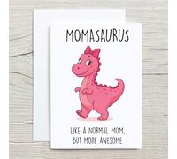 60 Second Makeover Carte de vœux Momasaurus rose pour maman dinosaure fête des mères anniversaire drôle