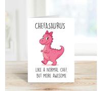 60 Second Makeover Cartes de vœux roses Chefasaurus - Superbe chef, dinosaure, fête des mères - Cartes d'anniversaire amusantes - Cadeau de chef - Enveloppe de message de vœux amusante