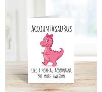 60 Second Makeover Cartes de vœux roses limitées Accountasaurus - Cadeaux pour comptable - Dinosaure - Cartes d'anniversaire amusantes pour comptables