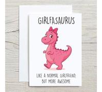 60 Second Makeover Limited Carte d'anniversaire amusante pour petite amie Motif dinosaure Rose