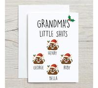 60 Second Makeover Limited Christmas Cards Carte de vœux personnalisée Grandma's Little Shits Cadeau de Noël personnalisé Jusqu'à 10 noms